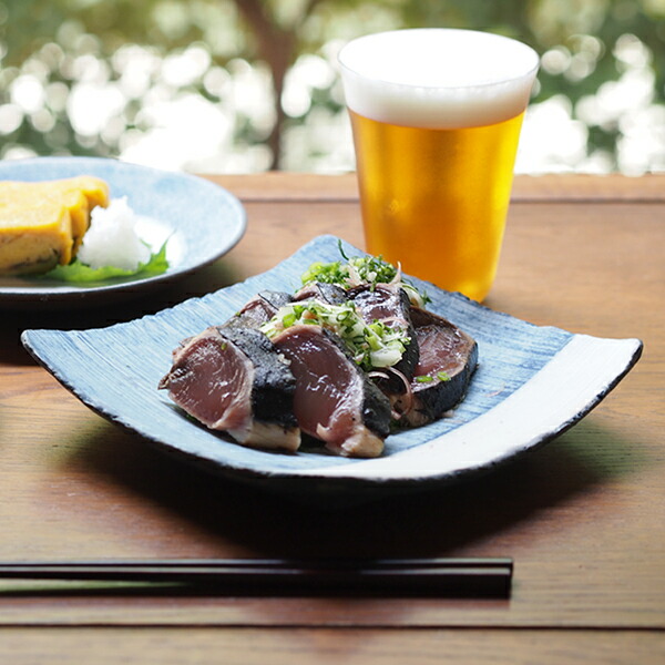 ココチ舎　インディゴ　角皿　中　Ｉライン