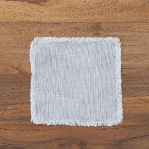 リネンテイルズ　フリンジ　コースター　ライトグレー　10×10　/　LINEN　TALES
