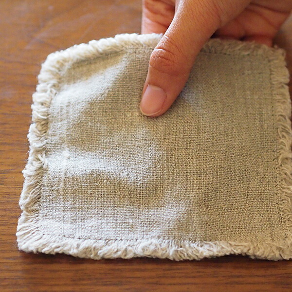 リネンテイルズ　フリンジ　コースター　ナチュラル　10×10　/　LINEN　TALES　※