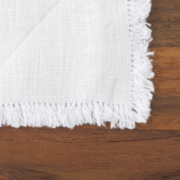 リネンテイルズ　フリンジ　コースター　ホワイト　10×10　/　LINEN　TALES　※