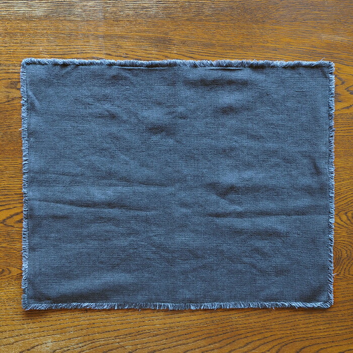 リネンテイルズ　フリンジ　プレイスマット　ダークグレー　35×45　/　LINEN　TALES