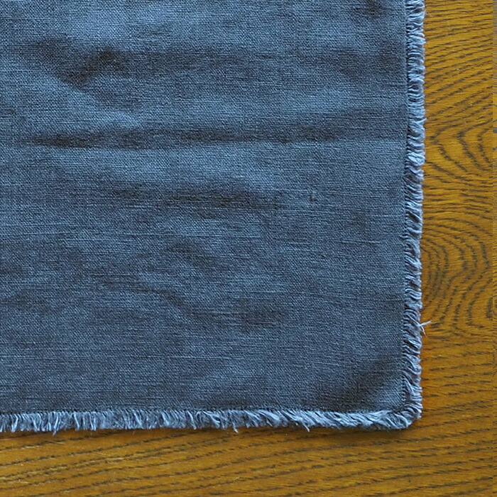 リネンテイルズ　フリンジ　プレイスマット　ダークグレー　35×45　/　LINEN　TALES