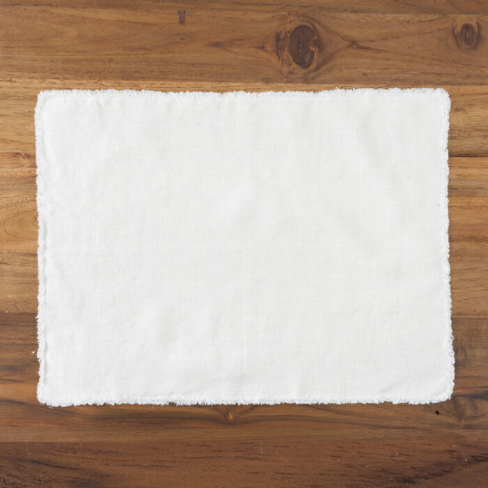 リネンテイルズ　フリンジ　プレイスマット　ホワイト　35×45　/　LINEN　TALES