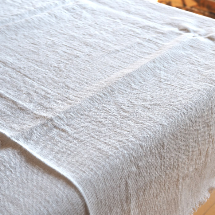 リネンテイルズ　フリンジ　テーブルクロス　ホワイト　140×200　/　LINEN　TALES