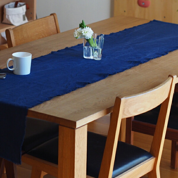 リネンテイルズ　フリンジ　テーブルランナー　ネイビー　40×200　/　LINEN　TALES