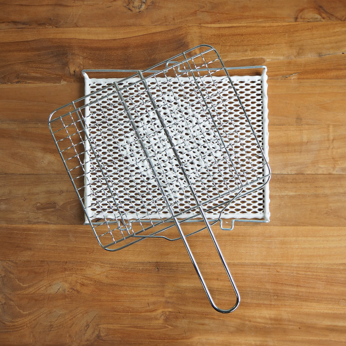 マンネン　セラミック焼網　ハンドルタイプ　215x250mm　/　mannen　※