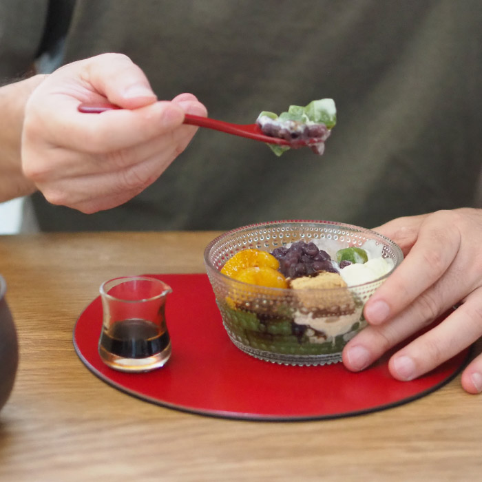 【プロキッチンオリジナル】【単品】半月盆S　両面　黒×赤　/　PROKITCHEN　□