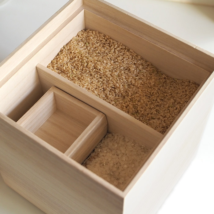 【プロキッチンオリジナル】増田桐箱店　米櫃　3kg　仕切り