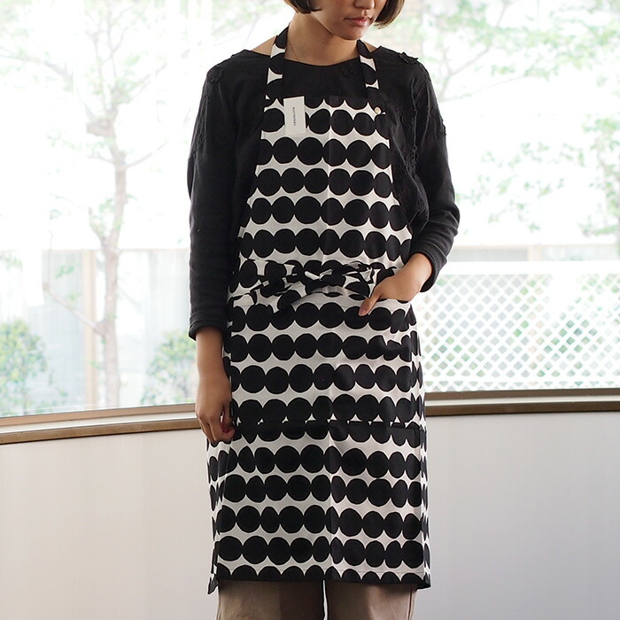 マリメッコ　エプロン　ラシィマット　ブラック　/　marimekko　Rasymatto　※