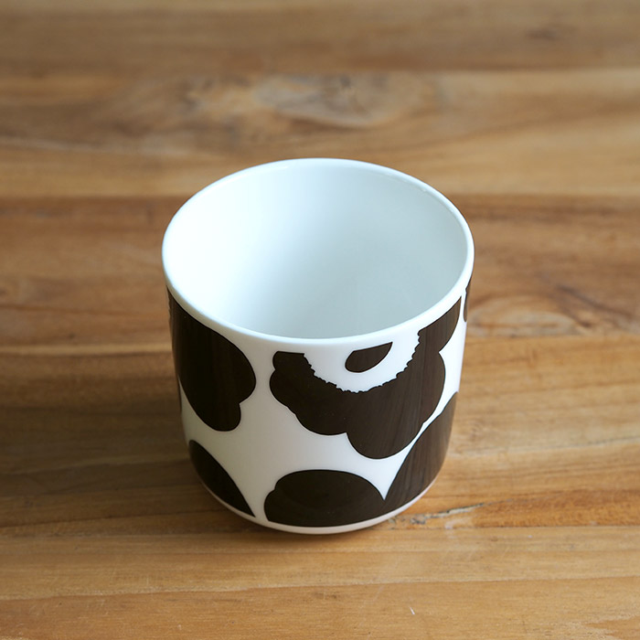 マリメッコ　コーヒーカップ　200ml　取っ手なし　ウニッコ　ブラック×ホワイト　/　marimekko　Unikko