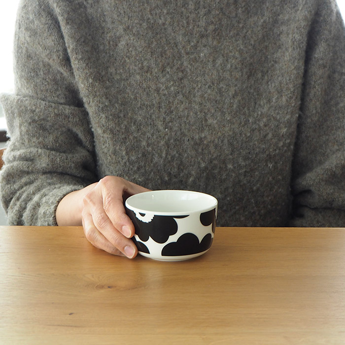 マリメッコ　ボウル　250ml　ウニッコ　ブラック×ホワイト　/　marimekko　Unikko