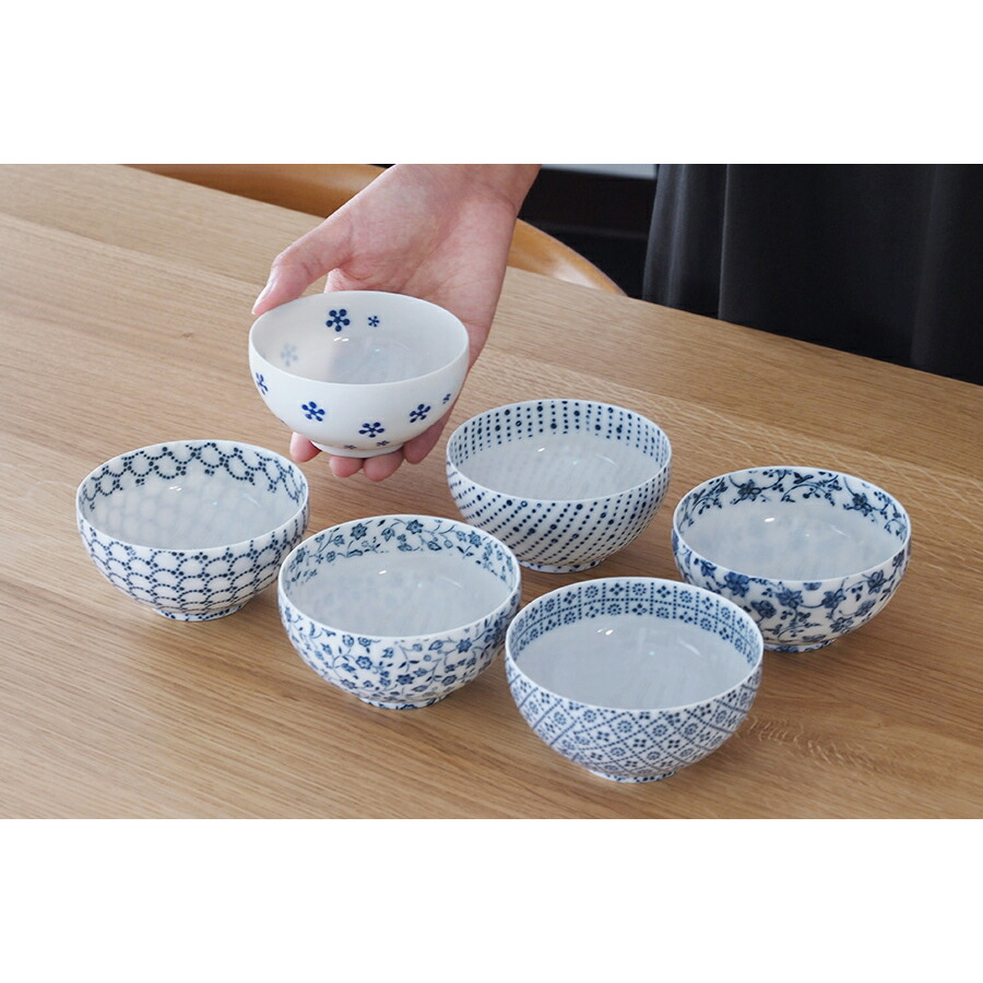 丸直製陶所　染付陶碗　五月雨　青　※