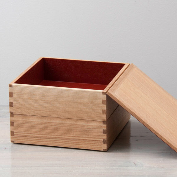 松屋漆器店 白木 6寸二段重 内朱