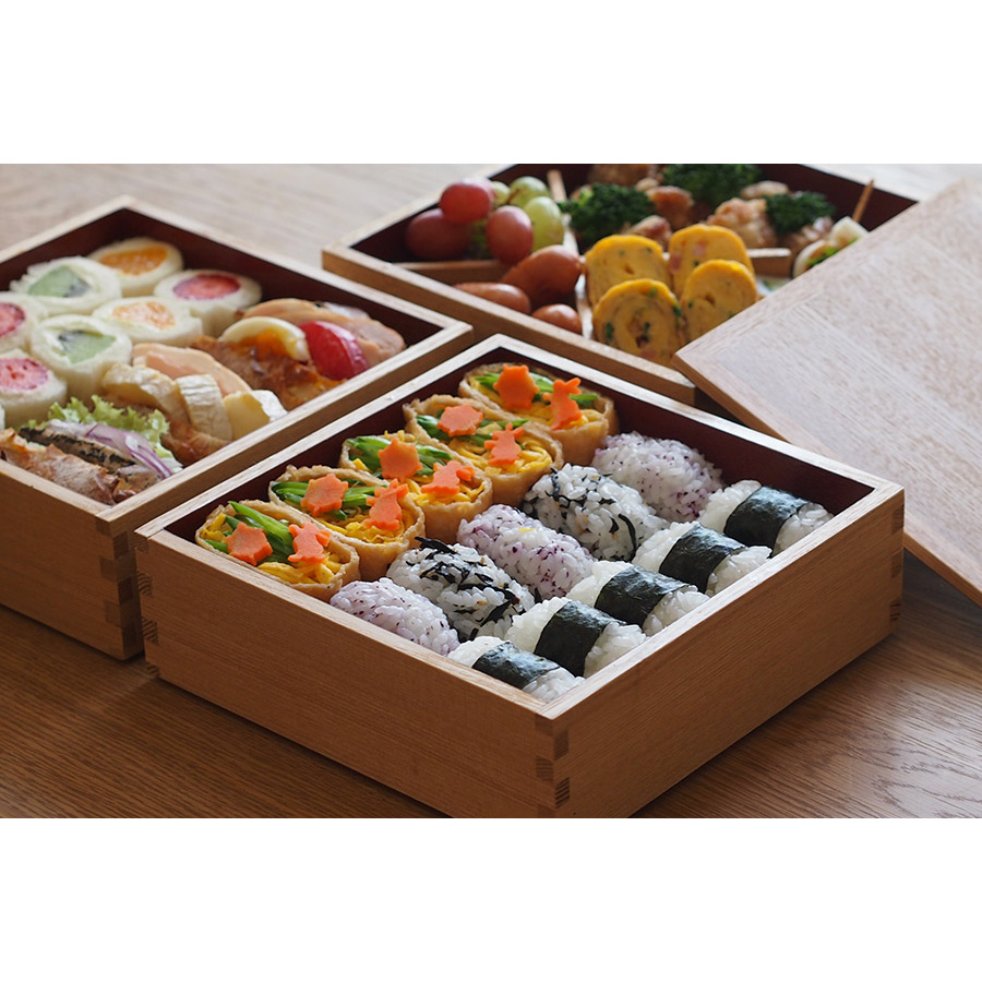 松屋漆器店 白木 6寸三段重 内朱