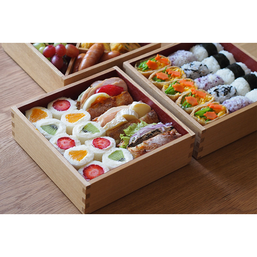 松屋漆器店 白木 6寸三段重 内朱