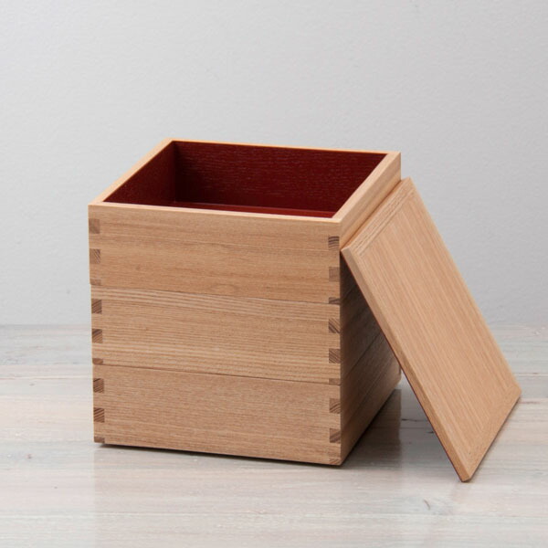 松屋漆器店 白木 5寸三段重 内朱