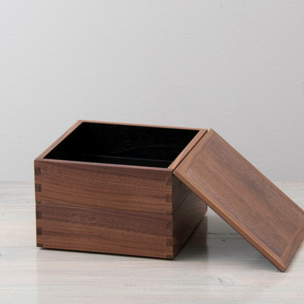 松屋漆器店 ウォールナット 5寸二段重 内黒