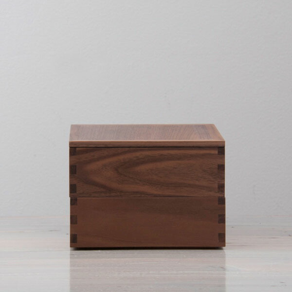 松屋漆器店 ウォールナット 5寸二段重 内黒