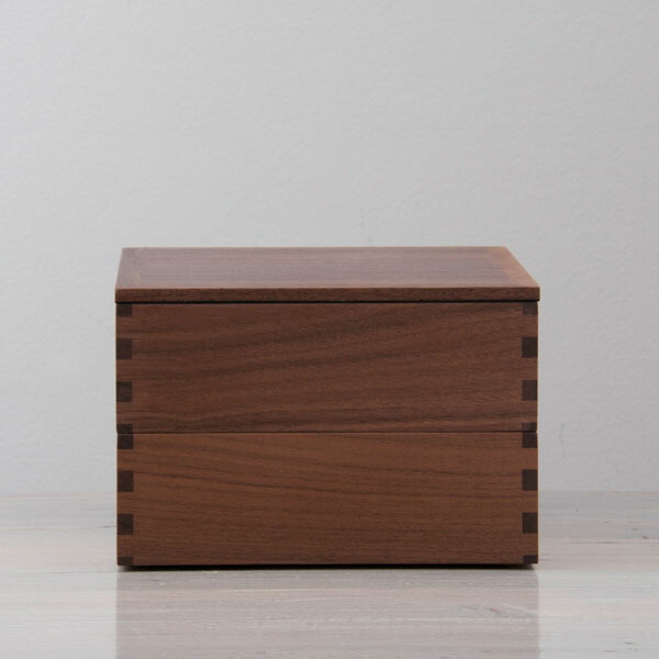 松屋漆器店 ウォールナット 6寸二段重 内黒