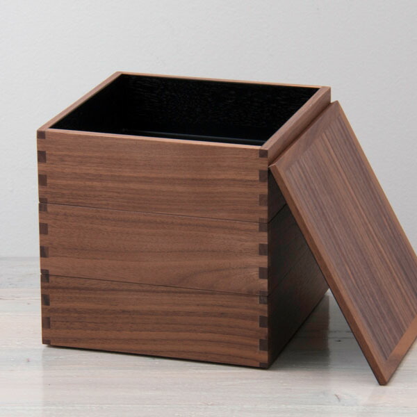 松屋漆器店 ウォールナット 6寸三段重 内黒