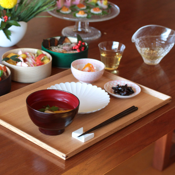 松屋漆器店　白木　1尺3寸長角盆