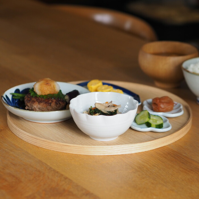 松屋漆器店　白木　丸盆30cm