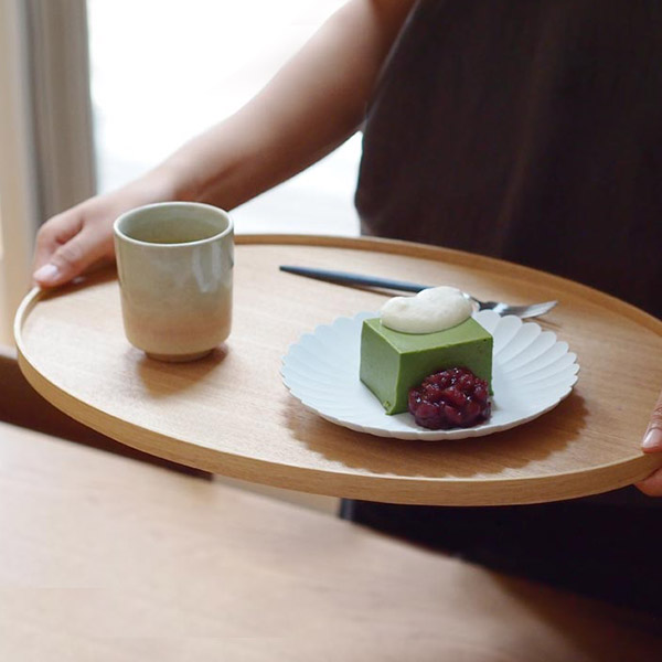 松屋漆器店　白木　14.0寸小判盆