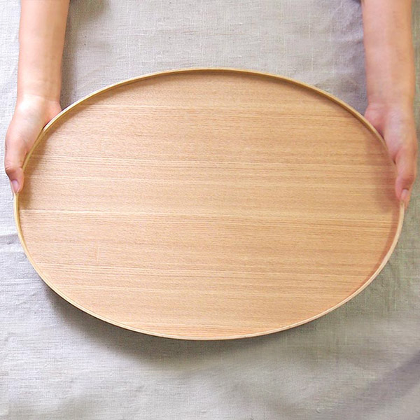 松屋漆器店　白木　14.0寸小判盆