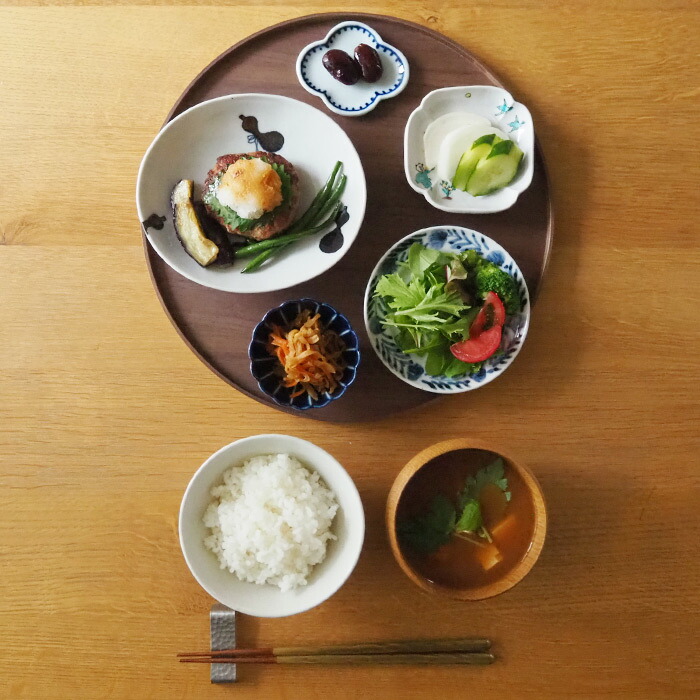 松屋漆器店　ウォールナット　丸盆30cm