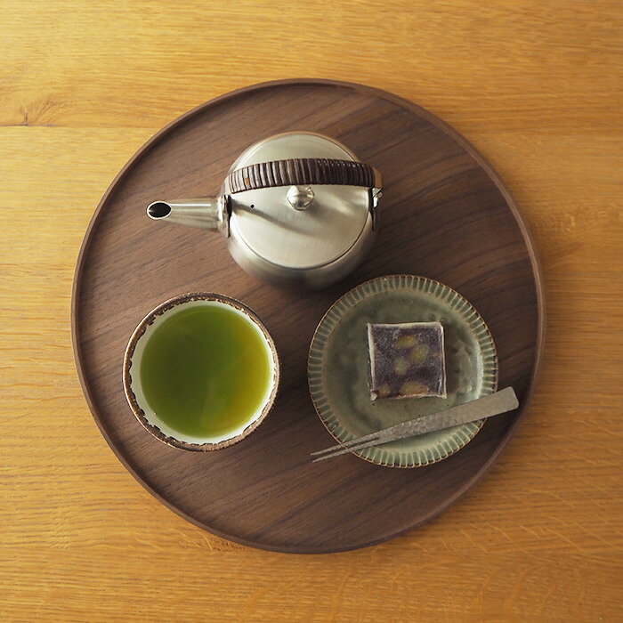 松屋漆器店　ウォールナット　丸盆30cm