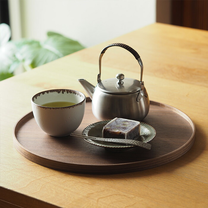 松屋漆器店　ウォールナット　丸盆30cm