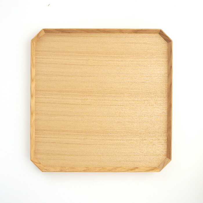 松屋漆器店　白木　面取り隅切盆　33.4×33.4