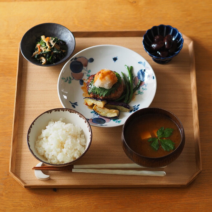 松屋漆器店　白木　面取り隅切盆　33.4×33.4