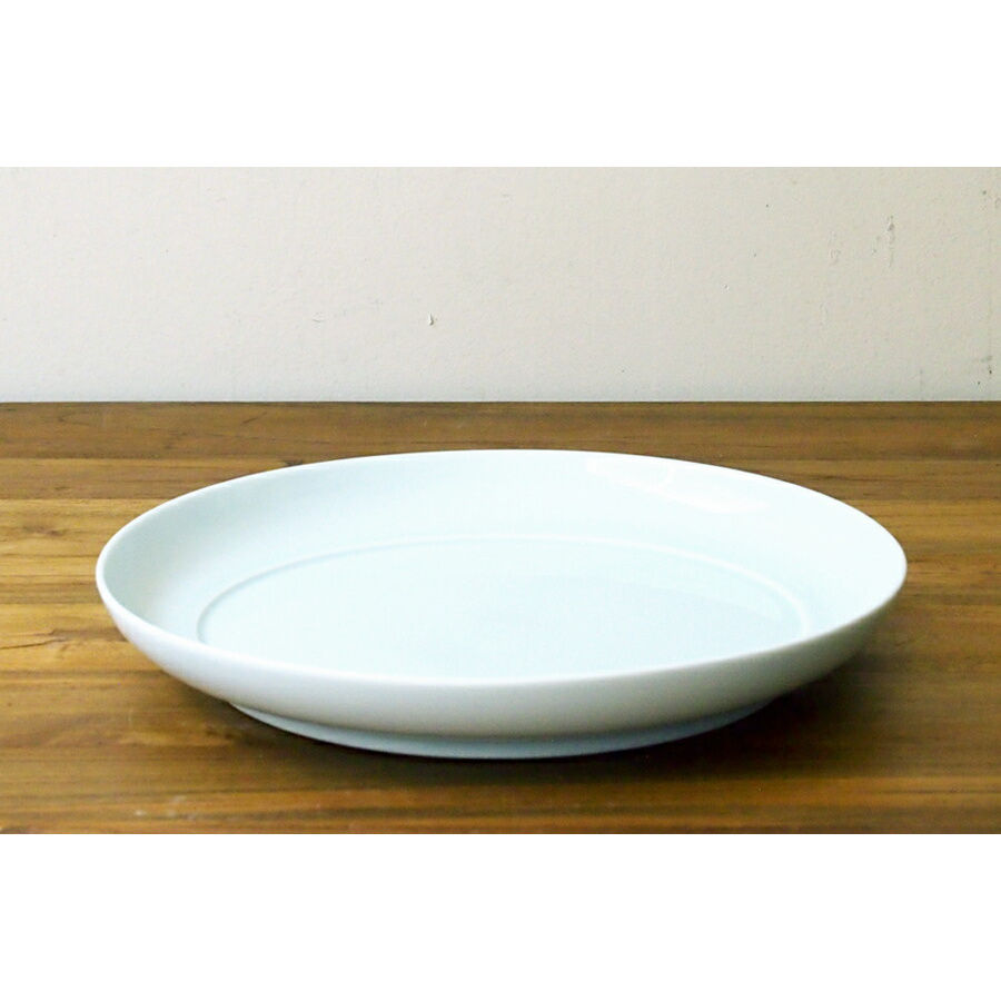 瑞々 まる皿8寸 青白 ※