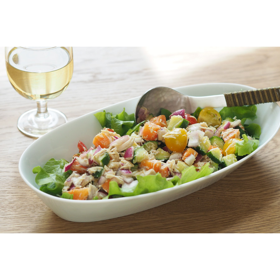 瑞々　楕円鉢9寸　青白