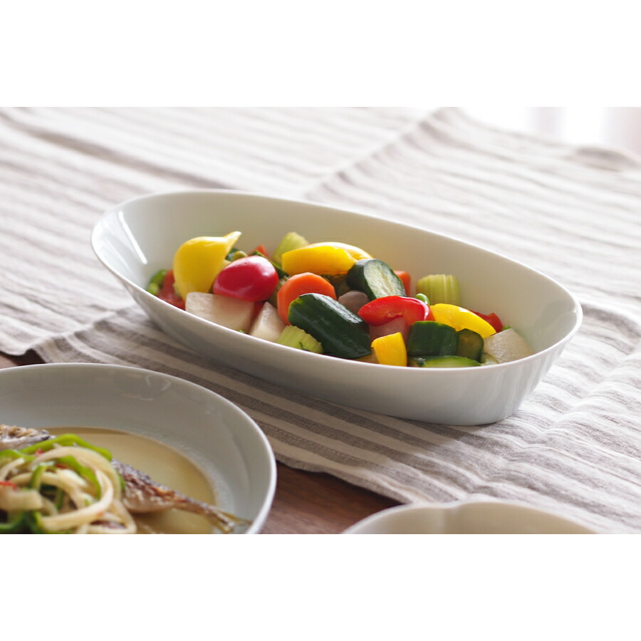 瑞々　楕円鉢9寸　青白