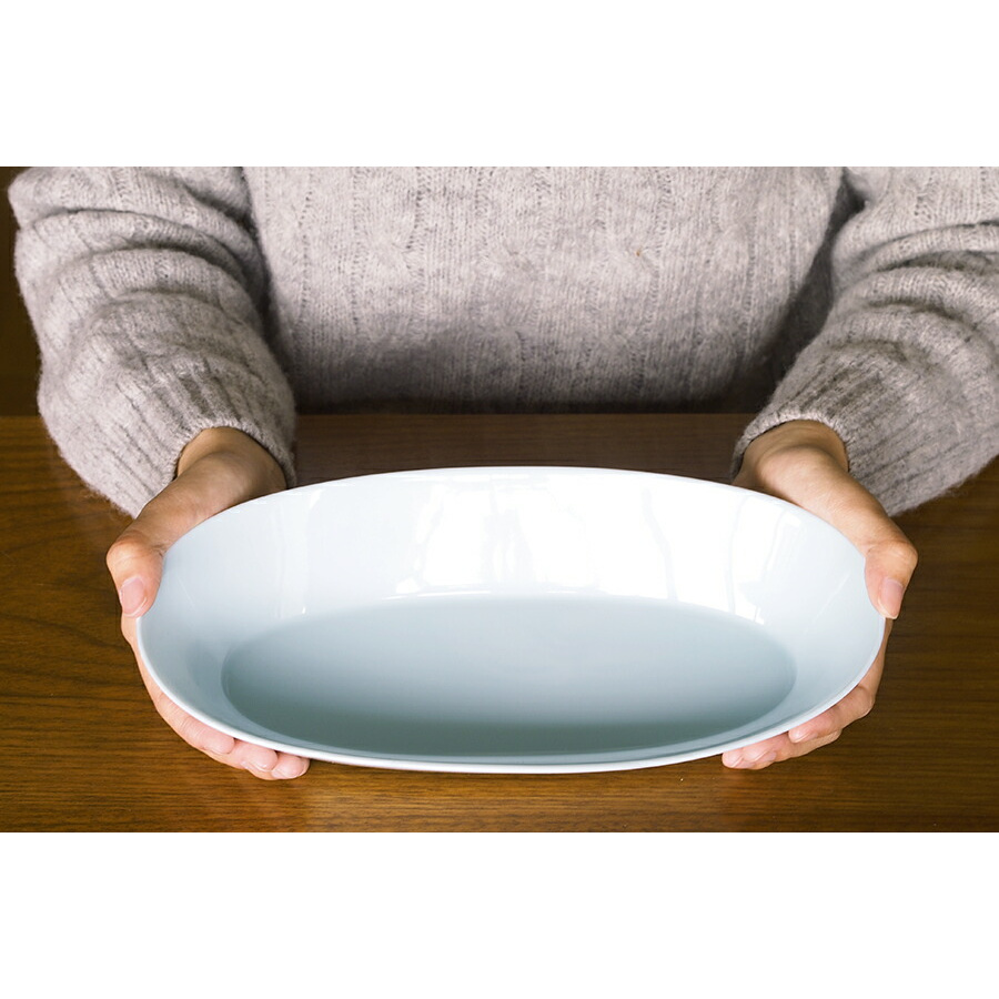 瑞々　楕円鉢9寸　青白