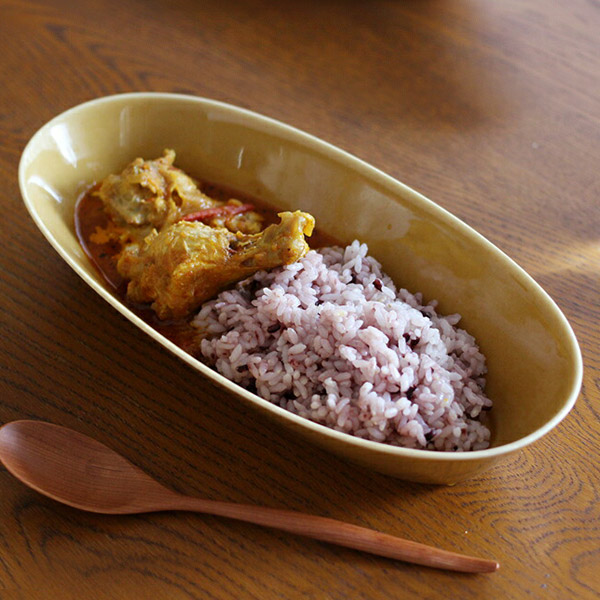 瑞々　楕円鉢9寸　うす飴