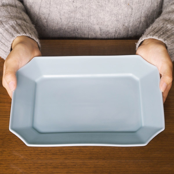 瑞々　すみきり角皿　青白