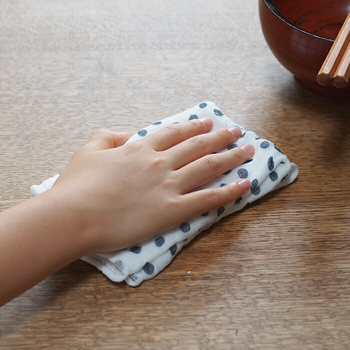 中川政七商店　「手描きの風合いの」かや織ふきん　あられ　紺