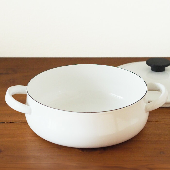 野田琺瑯　LUKE（ルーク） 浅型キャセロール 25cm　ホワイト