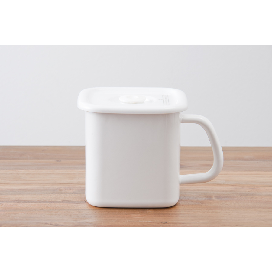 野田琺瑯　ホワイトシリーズ　持ち手付ストッカー　角型密閉蓋付　L