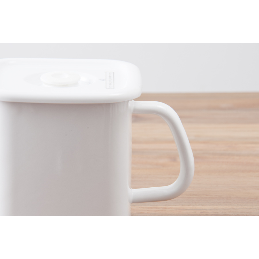 野田琺瑯　ホワイトシリーズ　持ち手付ストッカー　角型密閉蓋付　L