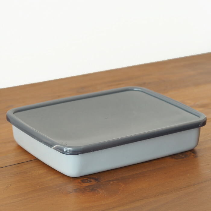 野田琺瑯　+Gray　レクタングル浅型　L