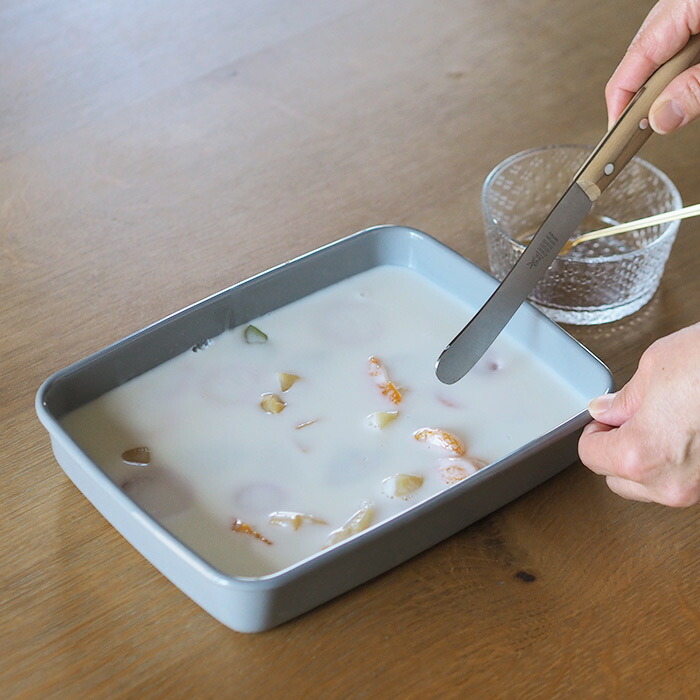 野田琺瑯　+Gray　レクタングル浅型　M