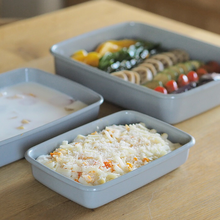 野田琺瑯　+Gray　レクタングル浅型　S