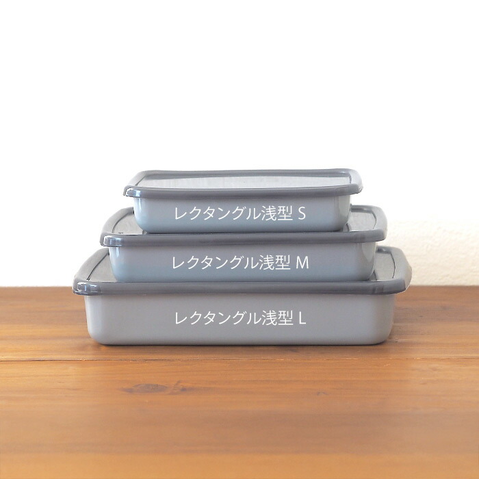野田琺瑯　+Gray　レクタングル浅型　L