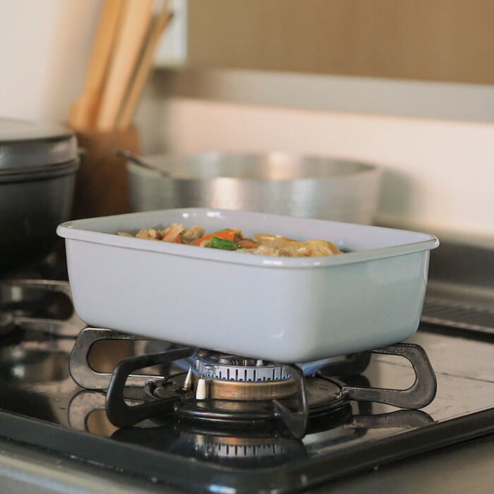 野田琺瑯　+Gray　レクタングル深型　L