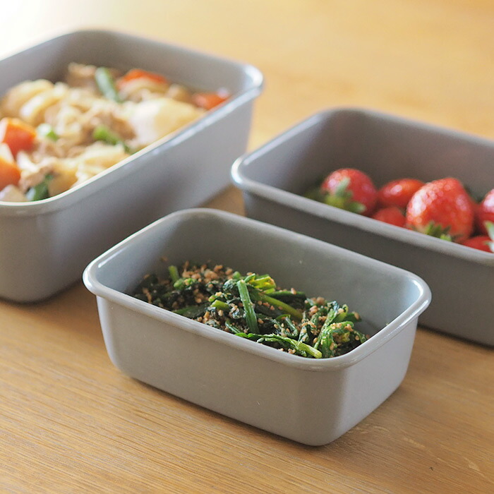 野田琺瑯　+Gray　レクタングル深型　S