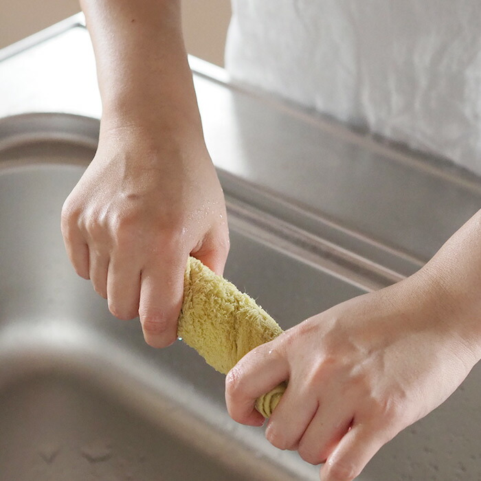 洗濯脱水するだけですぐ乾くおしぼりタオル　イエロー